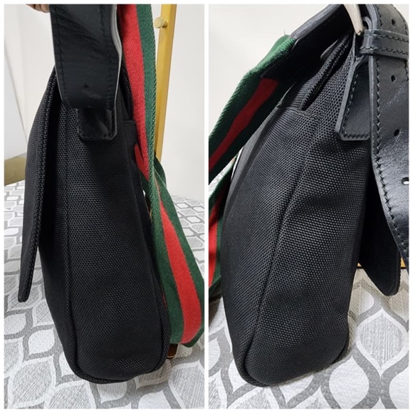 Authentic Gucci Black Techno Canvas Web Flap Messenger Bag - Picture 10 of 16